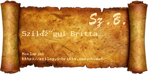 Szilágyi Britta névjegykártya